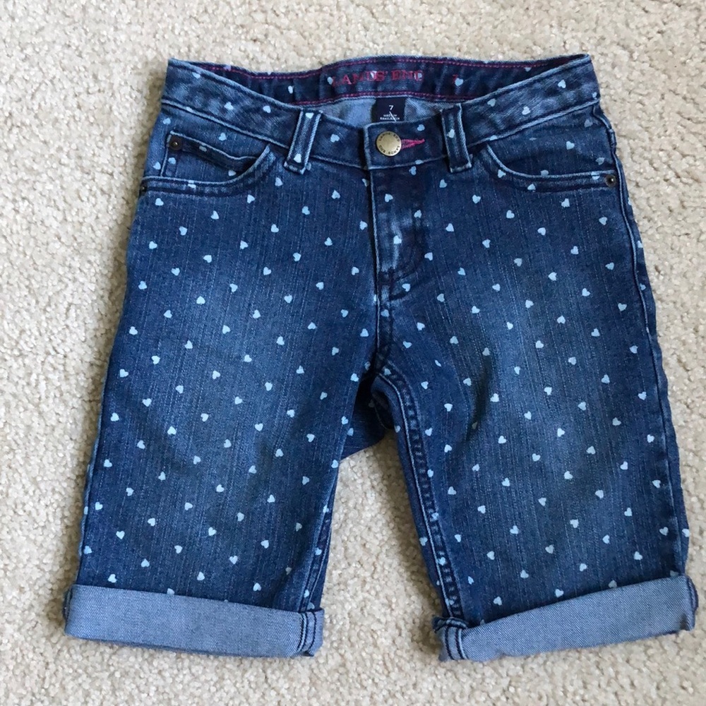 Lands End Heart print Bermuda jean shorts